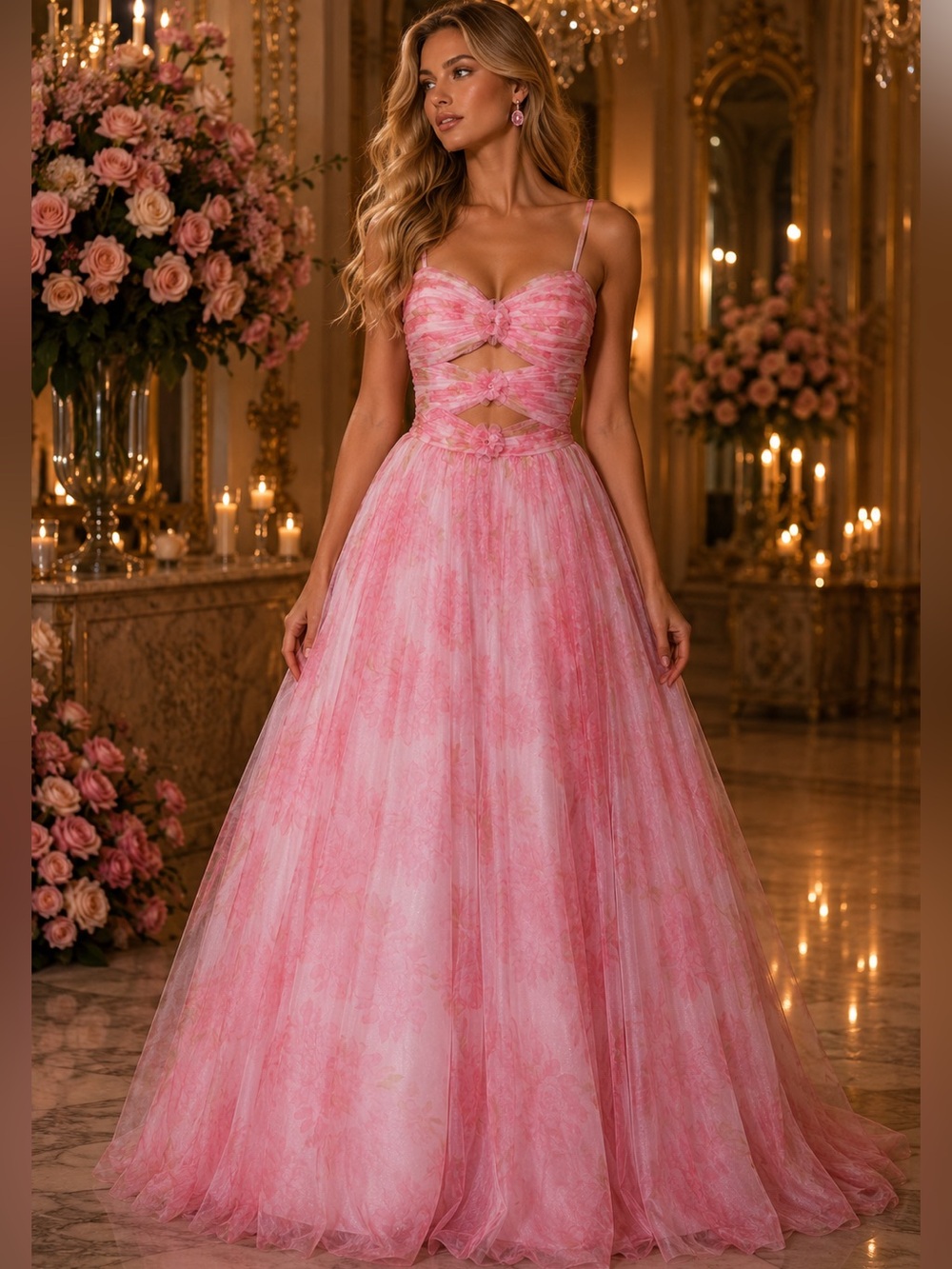 Jovani Pink Spaghetti Strap Ball Gown Style #: 040402